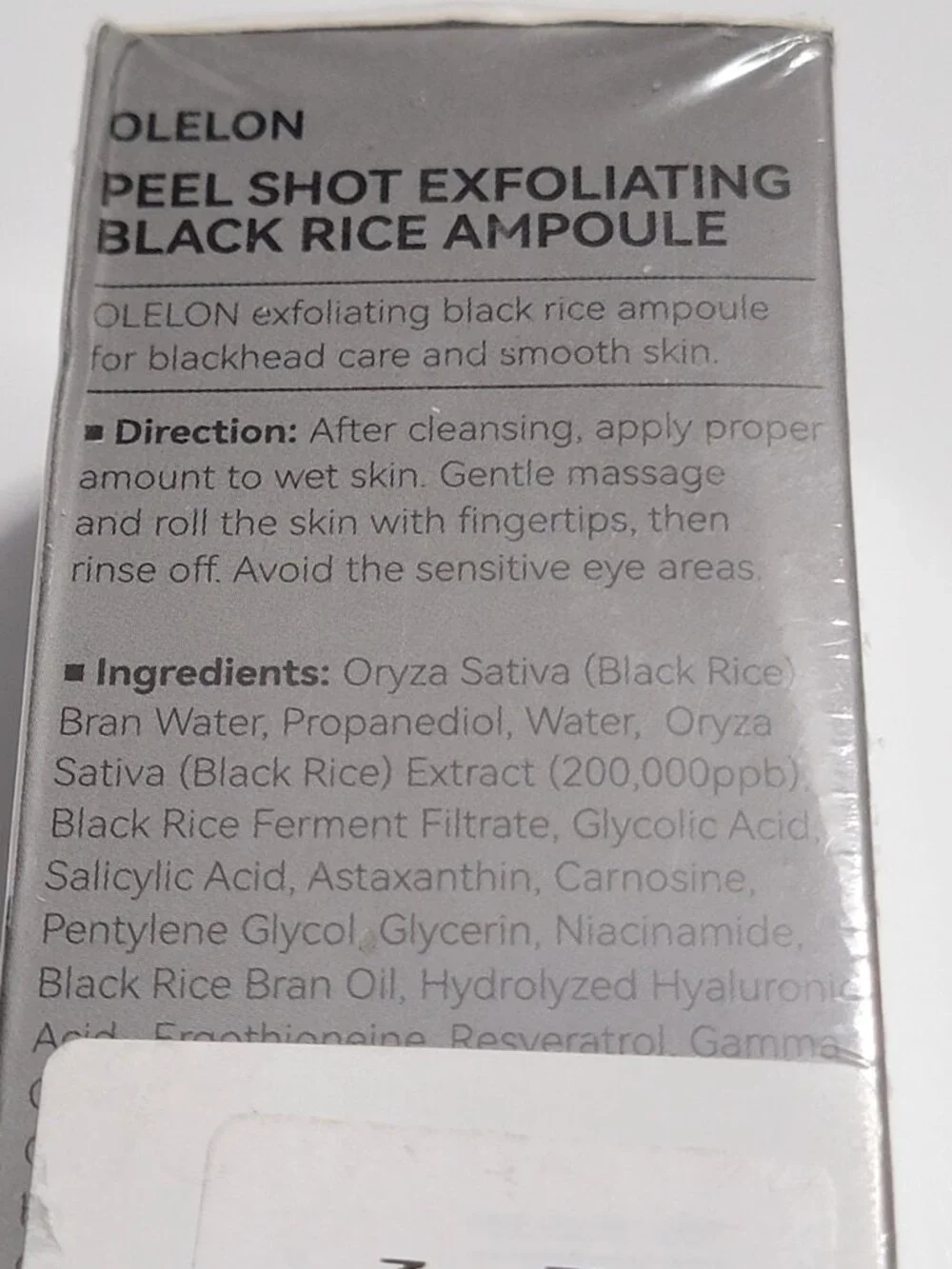 200+ Peeling Shot Exfoliant Ampoule Black Rice NIB